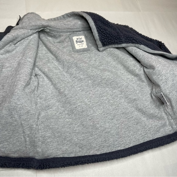 Mini Boden Sherpa Full Zip Gray Jacket With Pockets Size 3-4 Year - Picture 3 of 5